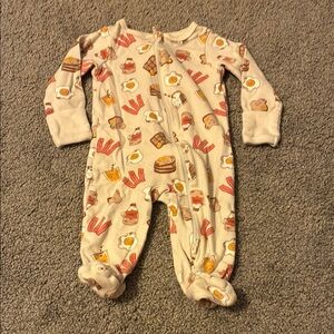 Wonder Nation Cream Breakfast Print Footie